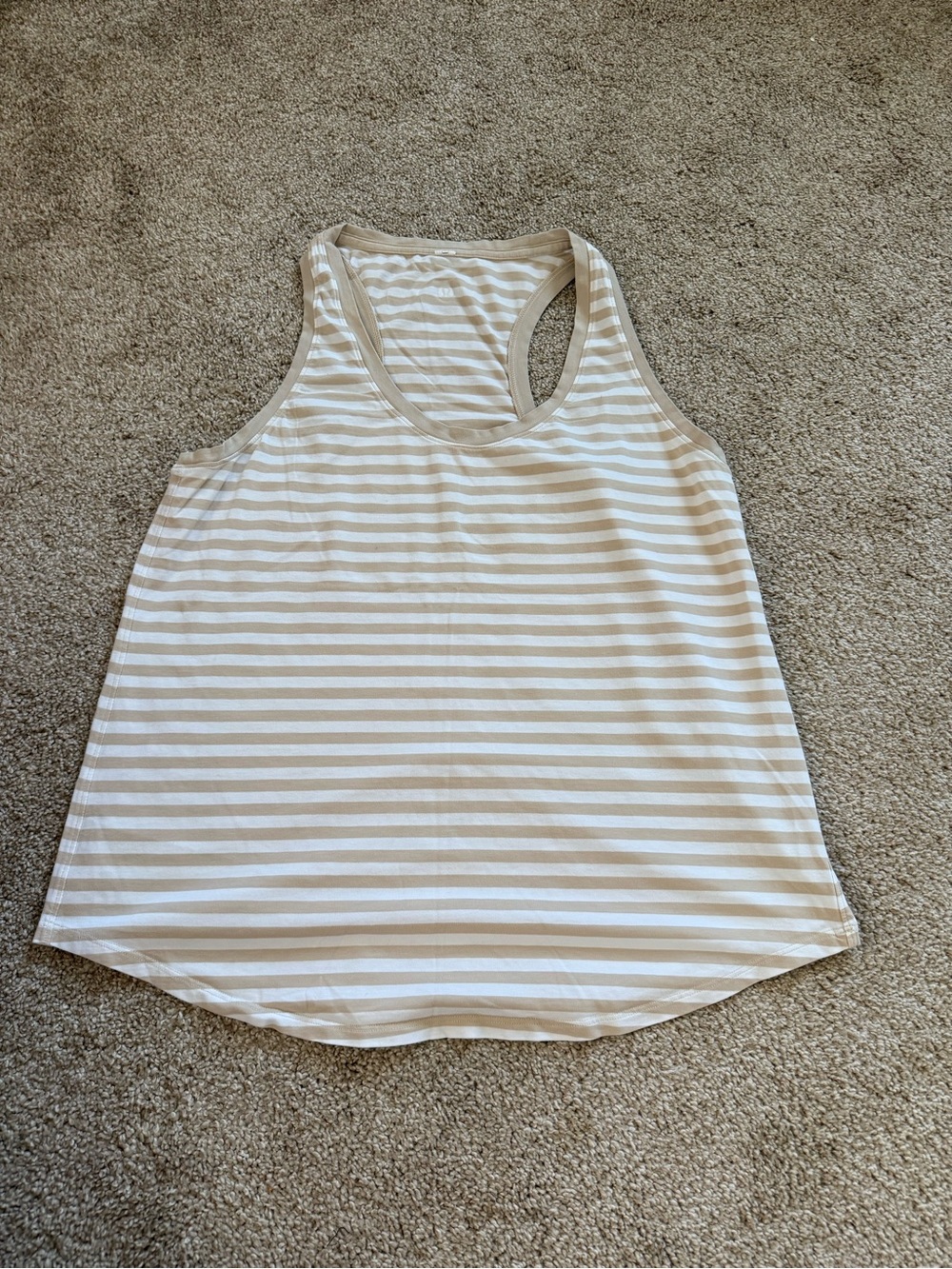 Lululemon Love Racerback Tank Top Cream and Tan Striped Size 10